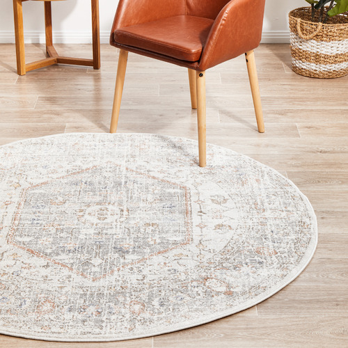 Silver & Peach Vintage Look Rug