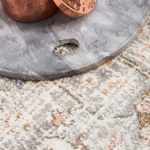 Silver & Peach Vintage Look Rug