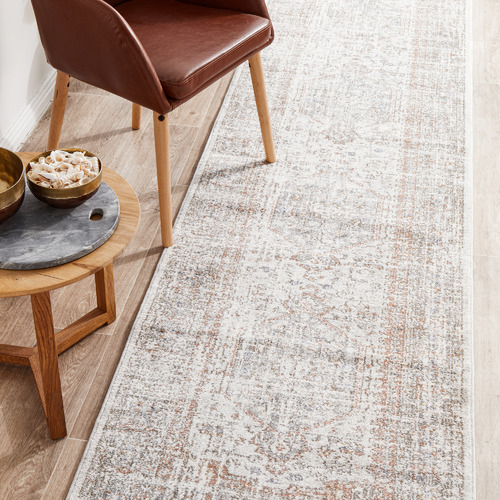 Silver & Peach Vintage Look Rug