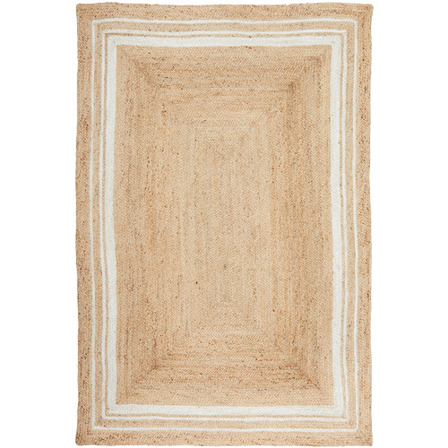 Natural & White Kyros Hand Braided Jute Rug