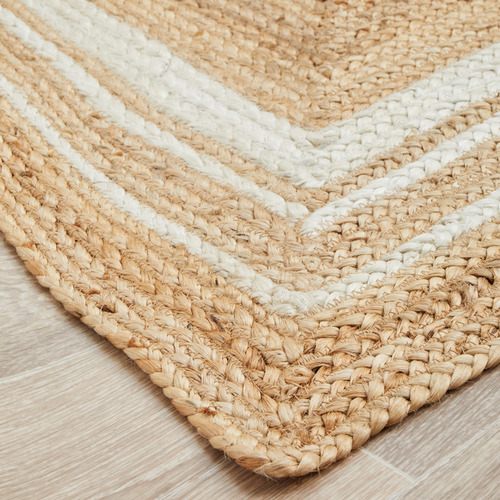 Natural & White Kyros Hand Braided Jute Rug