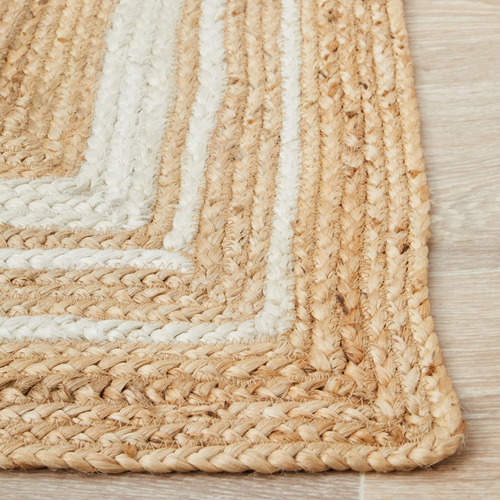 Natural & White Kyros Hand Braided Jute Rug