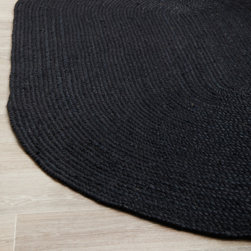 Black Hand Braided Jute Oval Rug