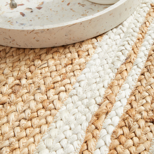 Natural & White Caratacos Hand Braided Jute Runner
