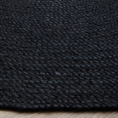 Black Hand Braided Jute Oval Rug