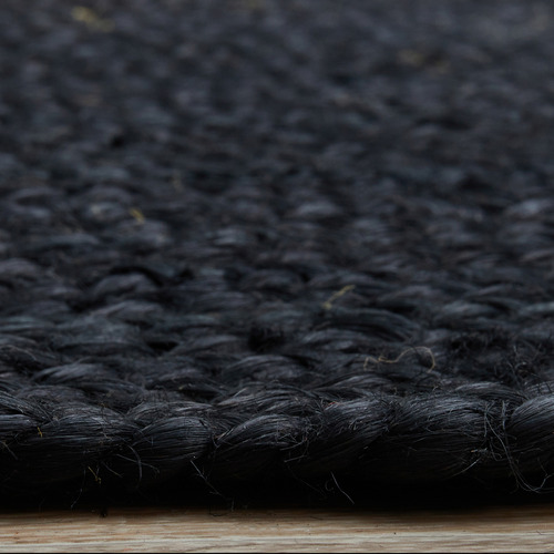 Black Hand Braided Jute Oval Rug