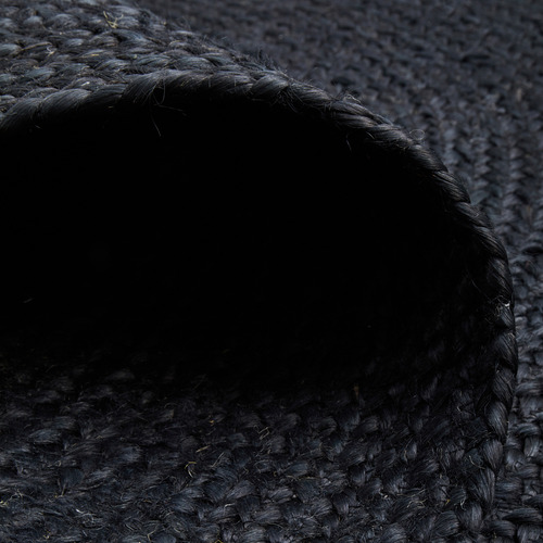 Black Hand Braided Jute Oval Rug