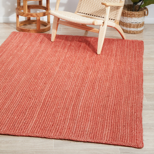 Terracotta Hand Braided Jute Rug