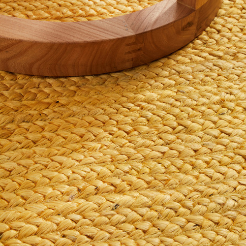 Yellow Hand Braided Jute Rug