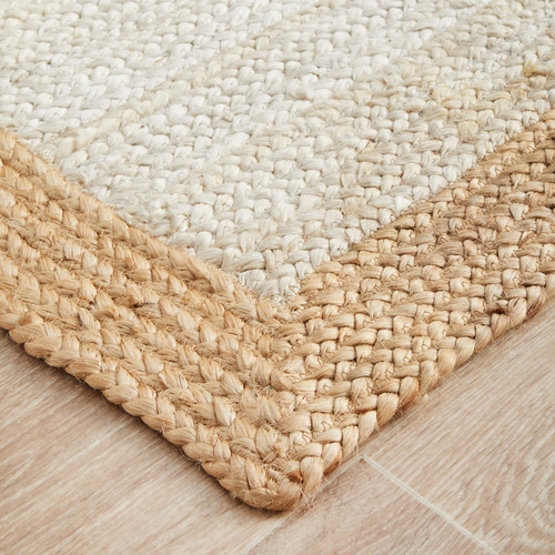 White & Natural Kyrillos Hand Braided Jute Runner