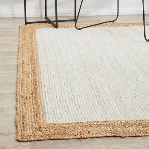 Network Rugs White & Natural Bricius HandBraided Jute Rug Temple