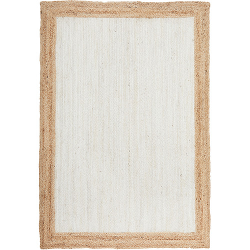 White & Natural Bricius Hand Braided Jute Rug