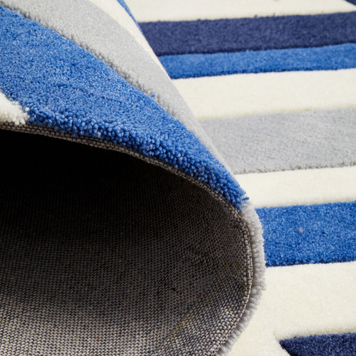 Multi Chevron Navy/Blue White Rug