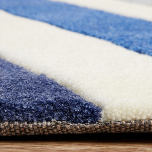 Multi Chevron Navy/Blue White Rug