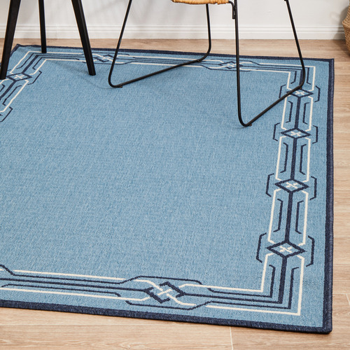 Blue Modern Power-Loomed Outdoor Rug