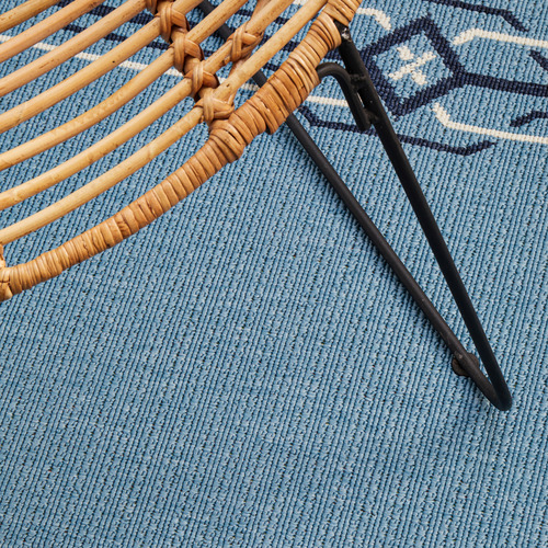 Blue Modern Power-Loomed Outdoor Rug