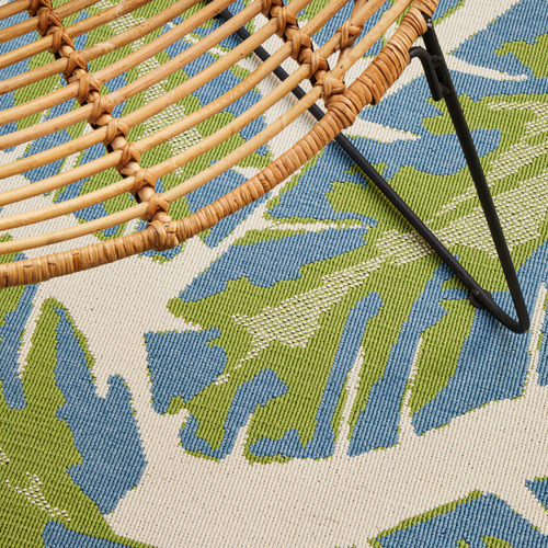 Network Green & Blue Tropical Leaf Outdoor Rug Temple & ster