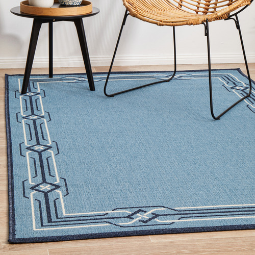 Blue Modern Power-Loomed Outdoor Rug