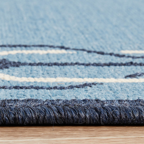 Blue Modern Power-Loomed Outdoor Rug