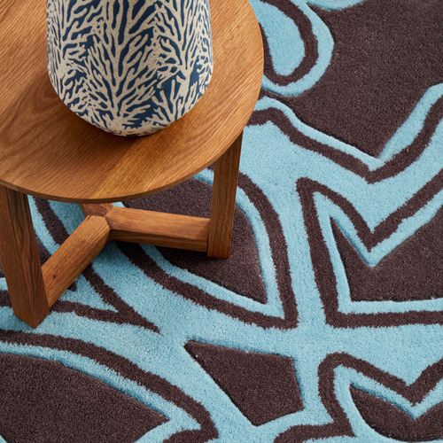Gothic-Tribal-Design-Smoke-Grey-and-Blue-Rug-HV-641-SMOKE