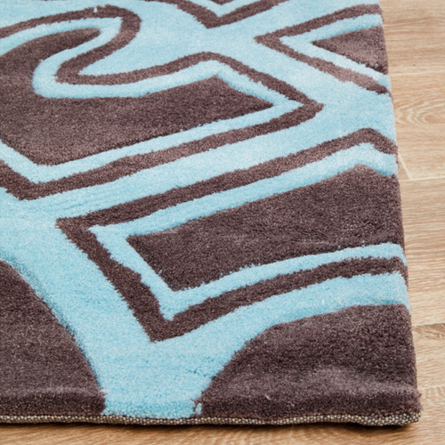 Gothic-Tribal-Design-Smoke-Grey-and-Blue-Rug-HV-641-SMOKE