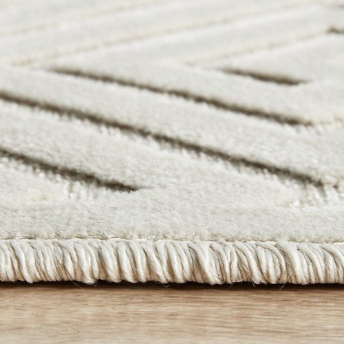 Off White Geometric Power-Loomed Textured Runner