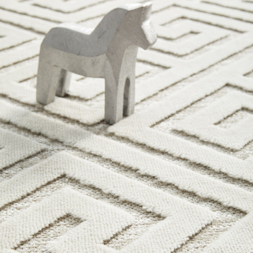 Off White Geometric Power-Loomed Textured Runner