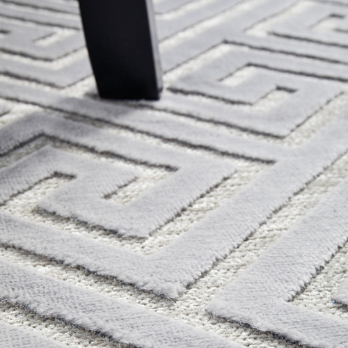 Silver Geometric Power-Loomed Textured Runner