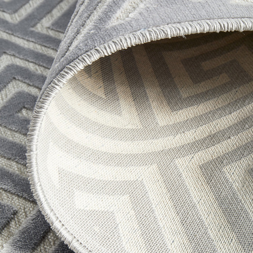 Silver Geometric Power-Loomed Textured Runner