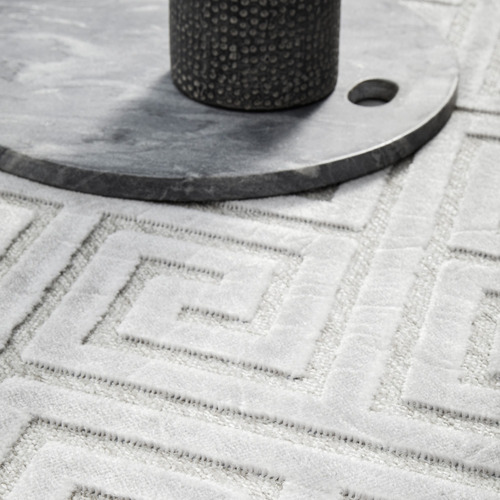 Network Rugs Silver Geometric Power-Loomed Textured Rug | Temple & Webster