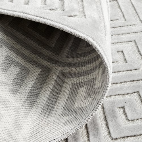Network Rugs Silver Geometric Power-Loomed Textured Rug | Temple & Webster