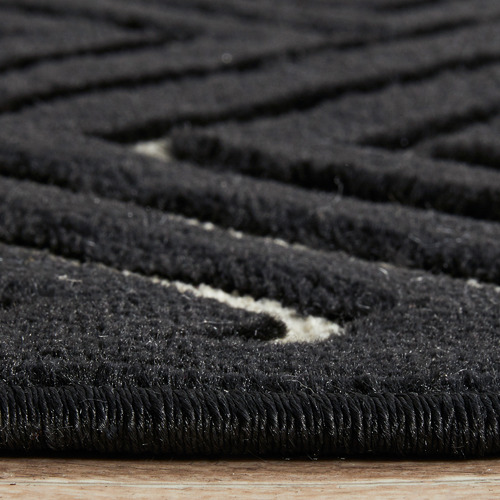 Black Geometric Power-Loomed Textured Runner
