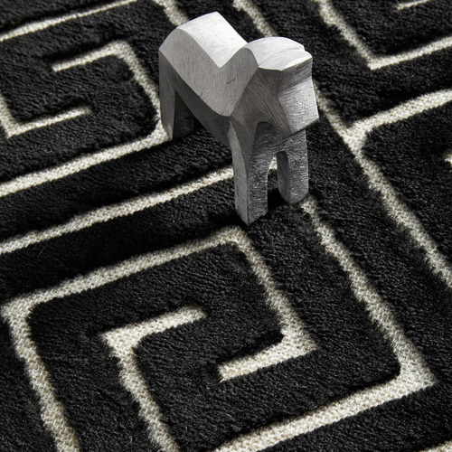 Black Geometric Power-Loomed Textured Runner