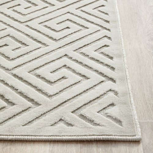 Off White Geometric Power-Loomed Textured Runner