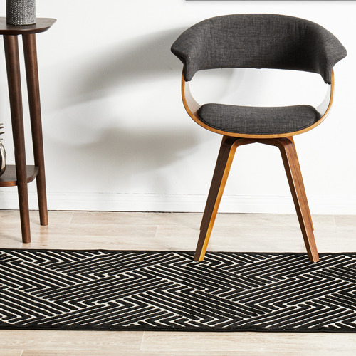 Black Luxury Power-Loomed Textured Runner