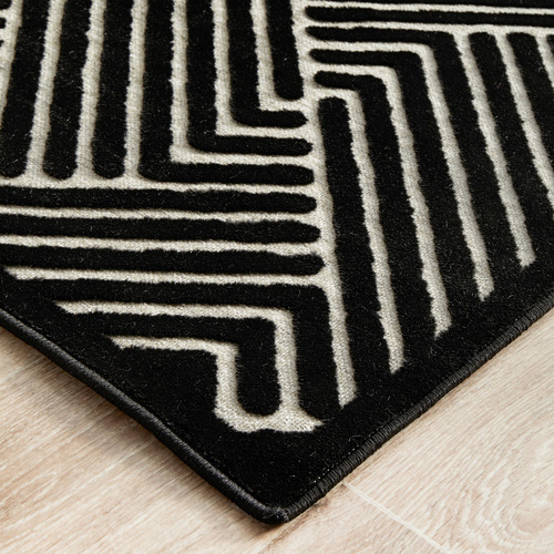 Black Luxury Power-Loomed Textured Runner