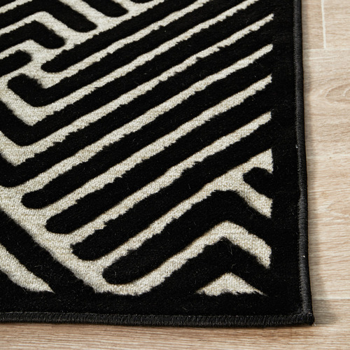 Black Luxury Power-Loomed Textured Rug