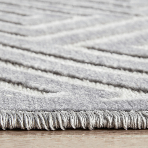 Silver Geometric Power-Loomed Textured Runner