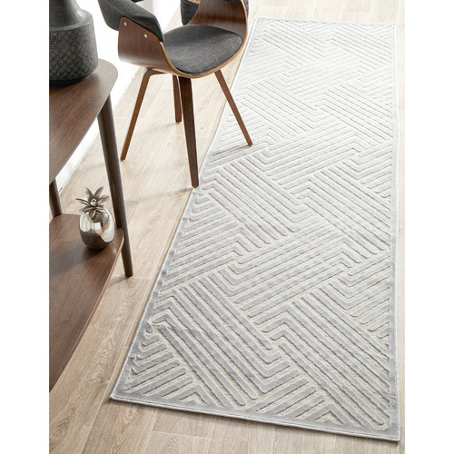 Silver Luxury Power-Loomed Textured Runner