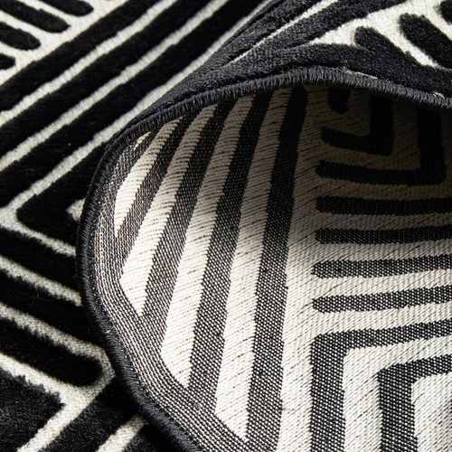 Black Luxury Power-Loomed Textured Runner