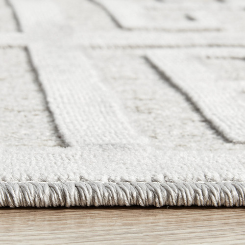 Silver Art Deco Power-Loomed Textured Rug