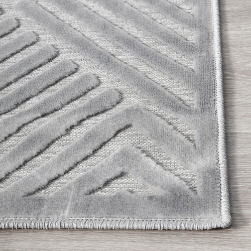 Silver Luxury Power-Loomed Textured Rug