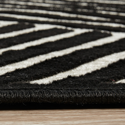 Network Black Luxury Power-Loomed Textured Rug | Temple & Webster