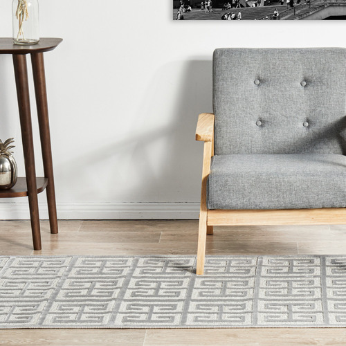 Silver Art Deco Power-Loomed Textured Runner