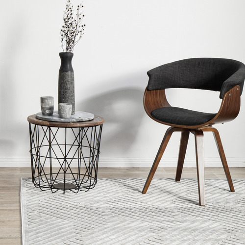 Silver Luxury Power-Loomed Textured Rug