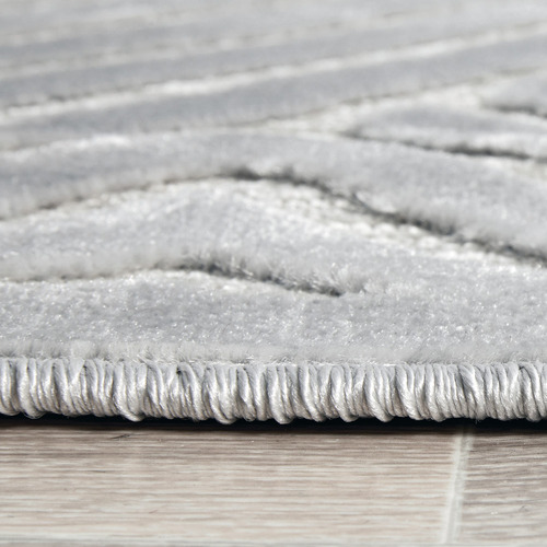 Silver Luxury Power-Loomed Textured Rug