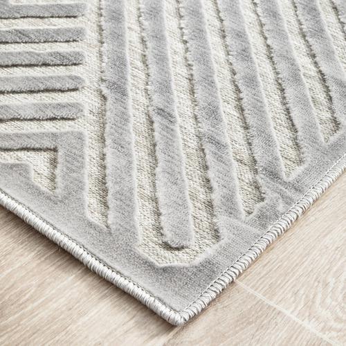 Silver Luxury Power-Loomed Textured Runner