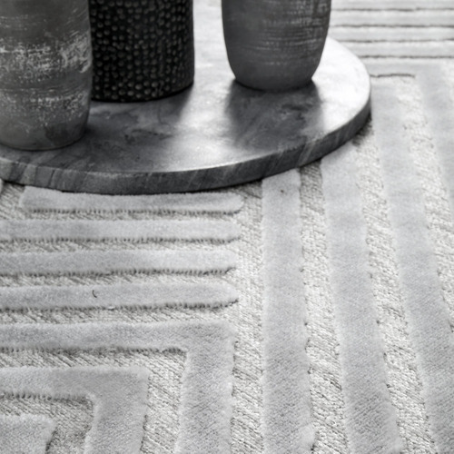 Silver Luxury Power-Loomed Textured Rug