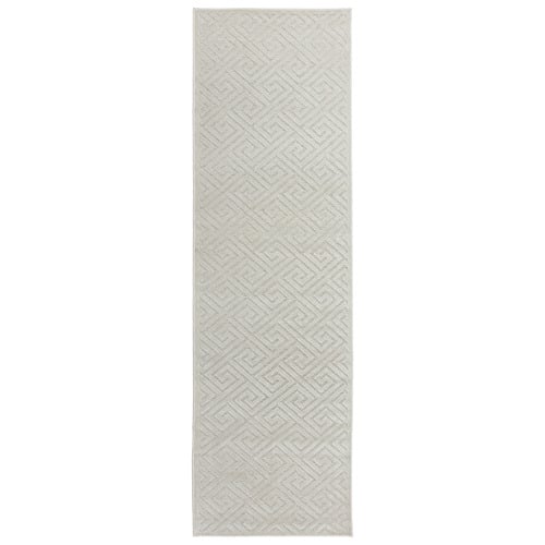 Off White Geometric Power-Loomed Textured Runner