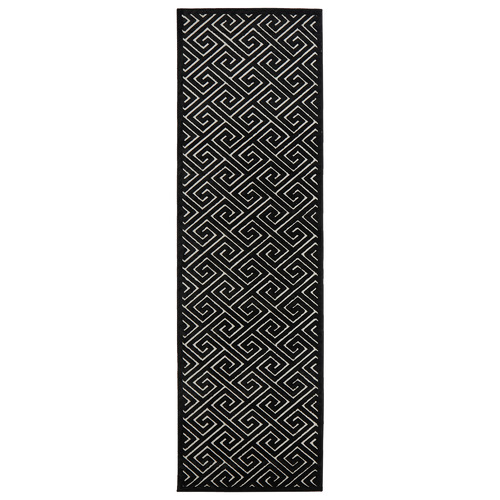 Black Geometric Power-Loomed Textured Runner